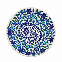 Blue Floral Wall Plate - Blue Pottery Handmade Art, handmade Jaipur blue pottery from India