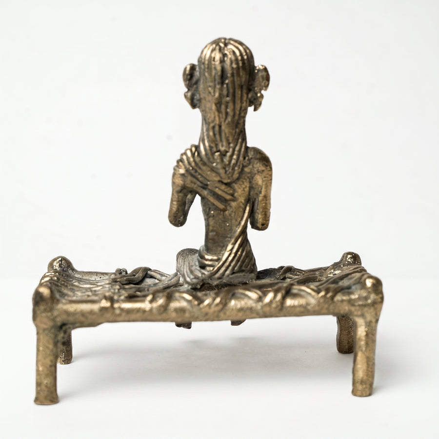 Child Reading Book on Khaat – Dhokra Metal Art