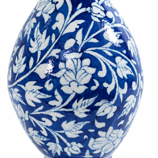 Classic Floral Vase - Jaipur Blue Pottery - view 2, handmade Jaipur blue pottery from India