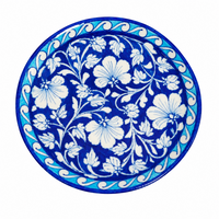 Cobalt Bloom Decorative Plate - Jaipur Blue Pottery, handmade Jaipur blue pottery from India