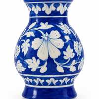 Cobalt Bloom Vase - Jaipur Blue Pottery - view 2, handmade Jaipur blue pottery from India