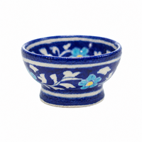 Cobalt Blue Floral Bowl - Jaipur Blue Pottery - view 2, handmade Jaipur blue pottery from India
