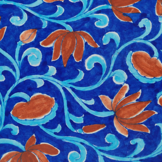 Cobalt Blue Floral Wall Plate - Jaipur Blue Pottery - view 3, handmade Jaipur blue pottery from India