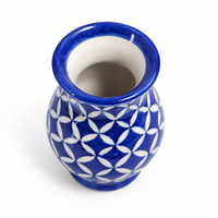 Cobalt Blue Geometric Vase - Jaipur Blue Pottery - view 2, handmade Jaipur blue pottery from India