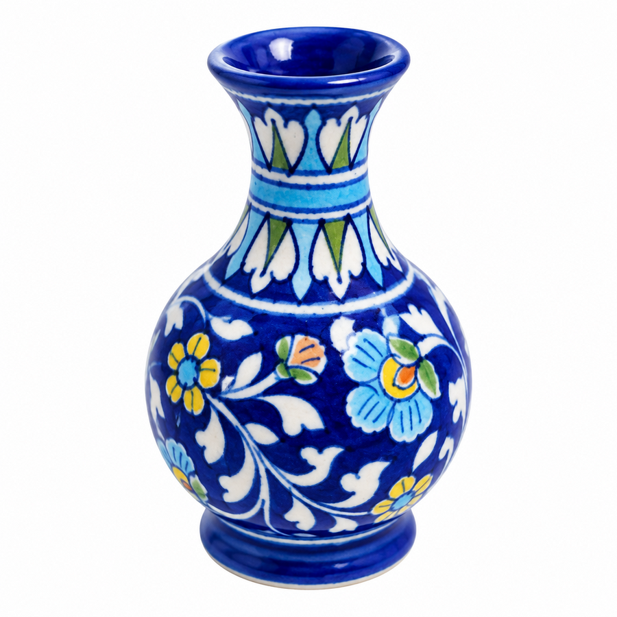 Cobalt Blue Surahi - Jaipur Blue Pottery, handmade Jaipur blue pottery from India