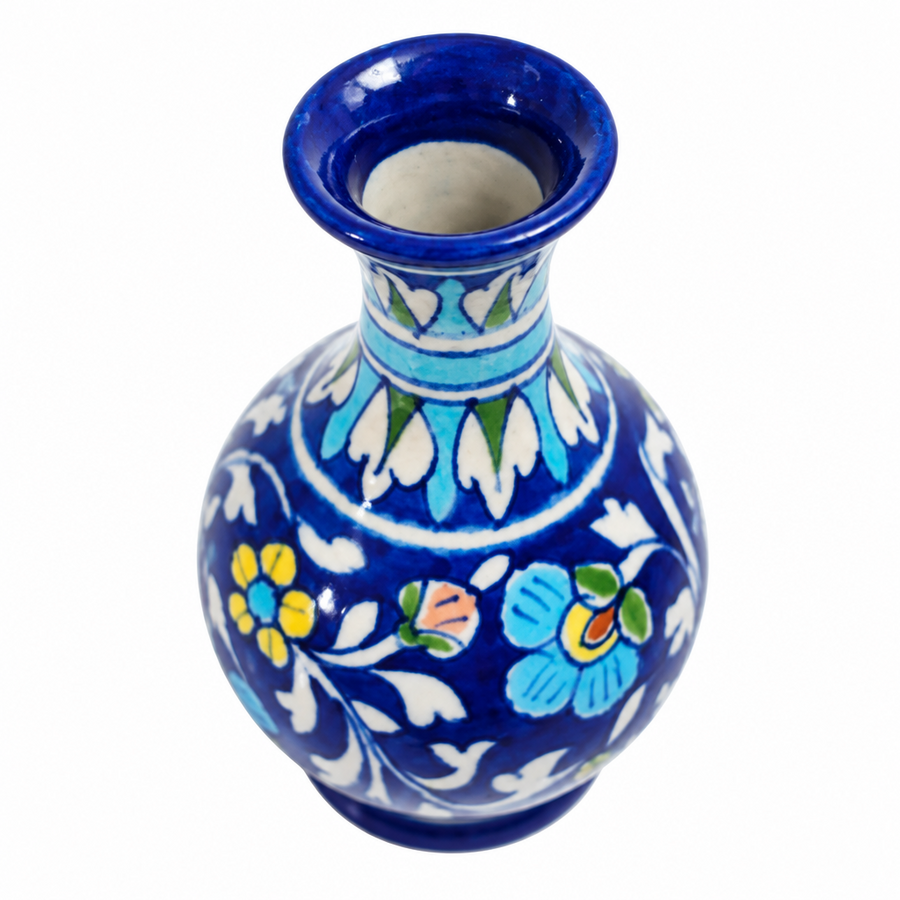 Cobalt Blue Surahi - Jaipur Blue Pottery - view 2, handmade Jaipur blue pottery from India