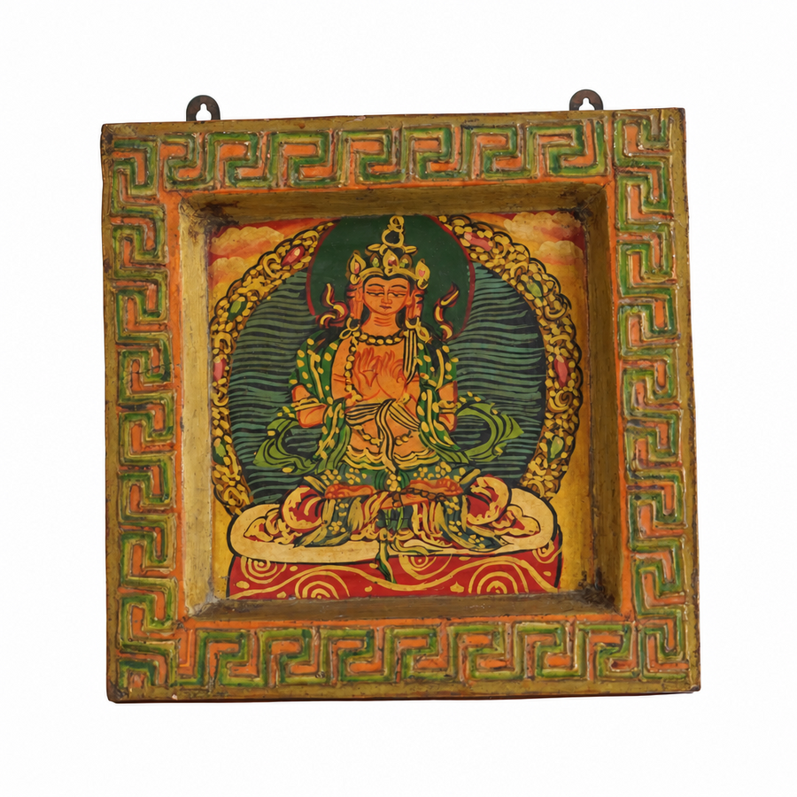 Compassionate Tara - Tibetan Hand-Painted Wall Hanging - view 2, handmade Tibetan wall hanging from India