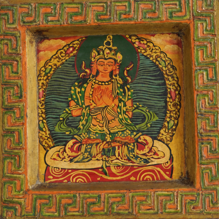 Compassionate Tara - Tibetan Hand-Painted Wall Hanging - view 3, handmade Tibetan wall hanging from India