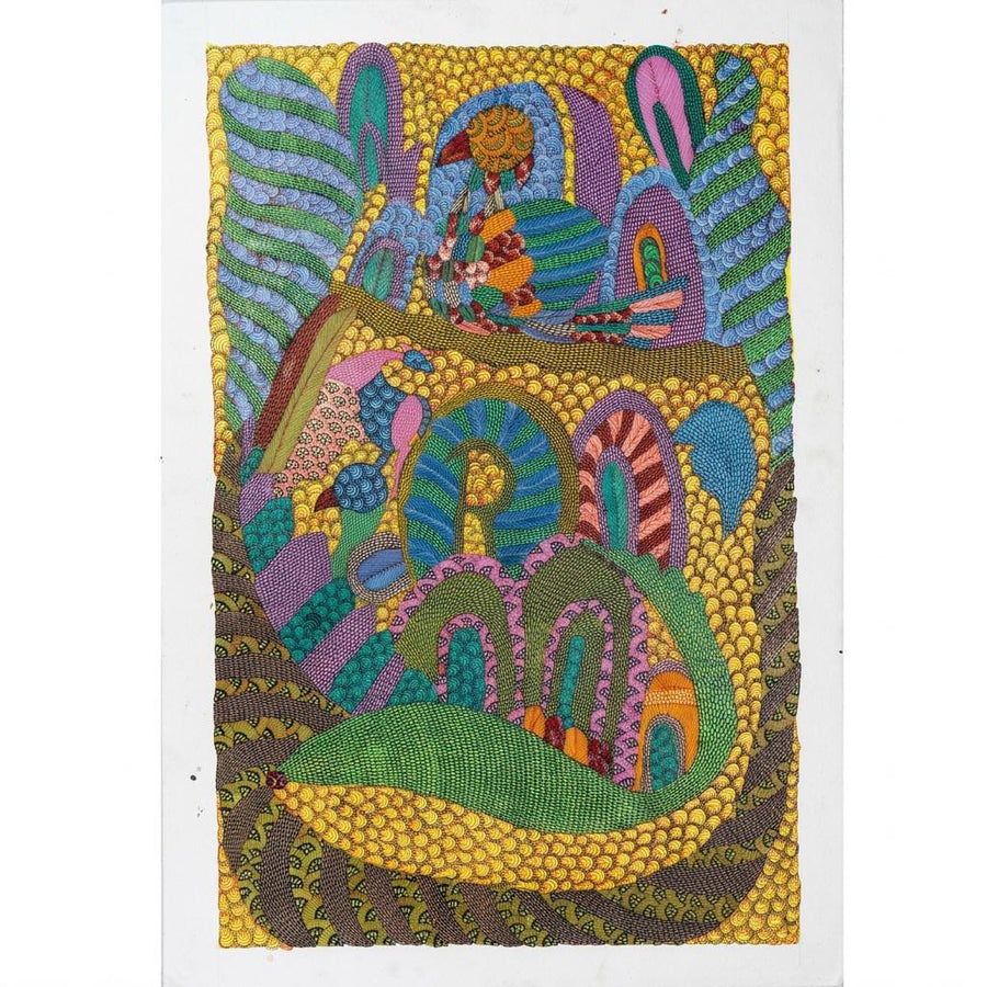 Peacock in the Forest – Gond Paper Painting