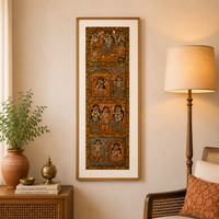 Devi Durga - Kalighat Painting, handmade Kalighat folk painting from India