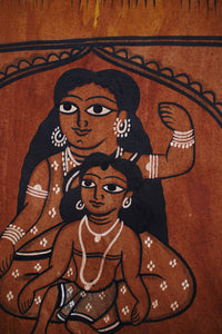 Devi Durga - Kalighat Painting - view 4, handmade Kalighat folk painting from India