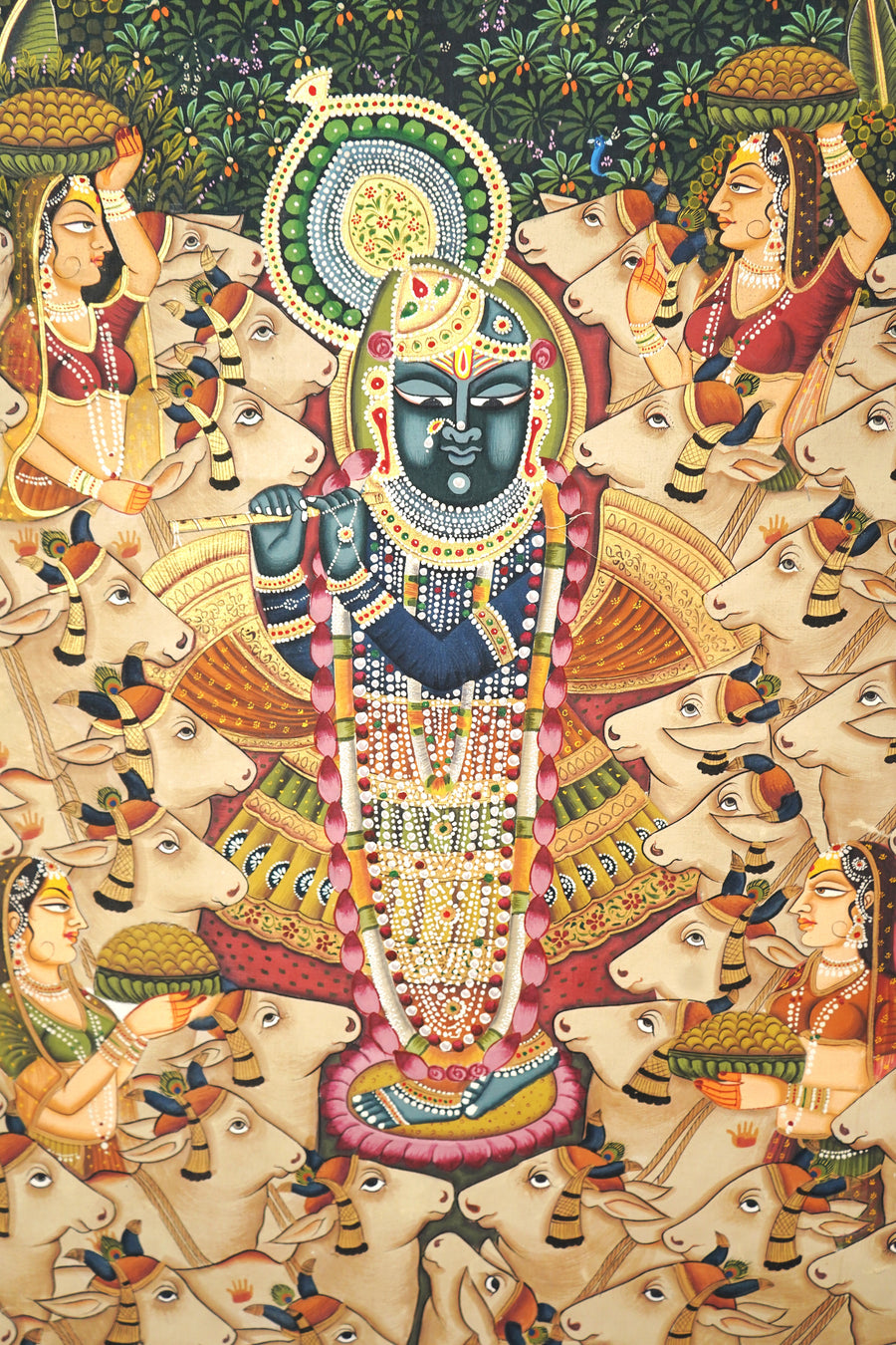 Devotional Shrinathji - Antique Pichwai Painting - view 3, handmade pichwai painting from India