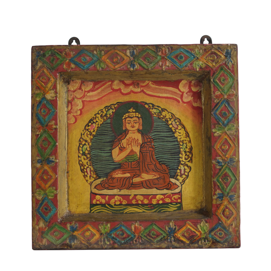Dharma Buddha - Tibetan Hand-Painted Wall Hanging, handmade Tibetan wall hanging from India