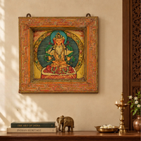 Divine Buddha - Tibetan Hand-Painted Wall Hanging, handmade Tibetan wall hanging from India