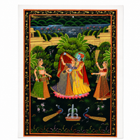 Divine Embrace of Radha Krishna - Pichwai Painting, handmade pichwai painting from India