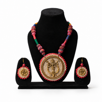 Divine Maa Durga Pendant Necklace set, handmade Indian tribal jewellery