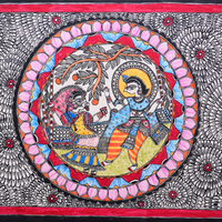 Divine Prem - Madhubani Painting - view 4, handmade Madhubani painting from India