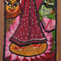 Divine Shakti - Kalighat Painting - view 4, handmade Kalighat folk painting from India