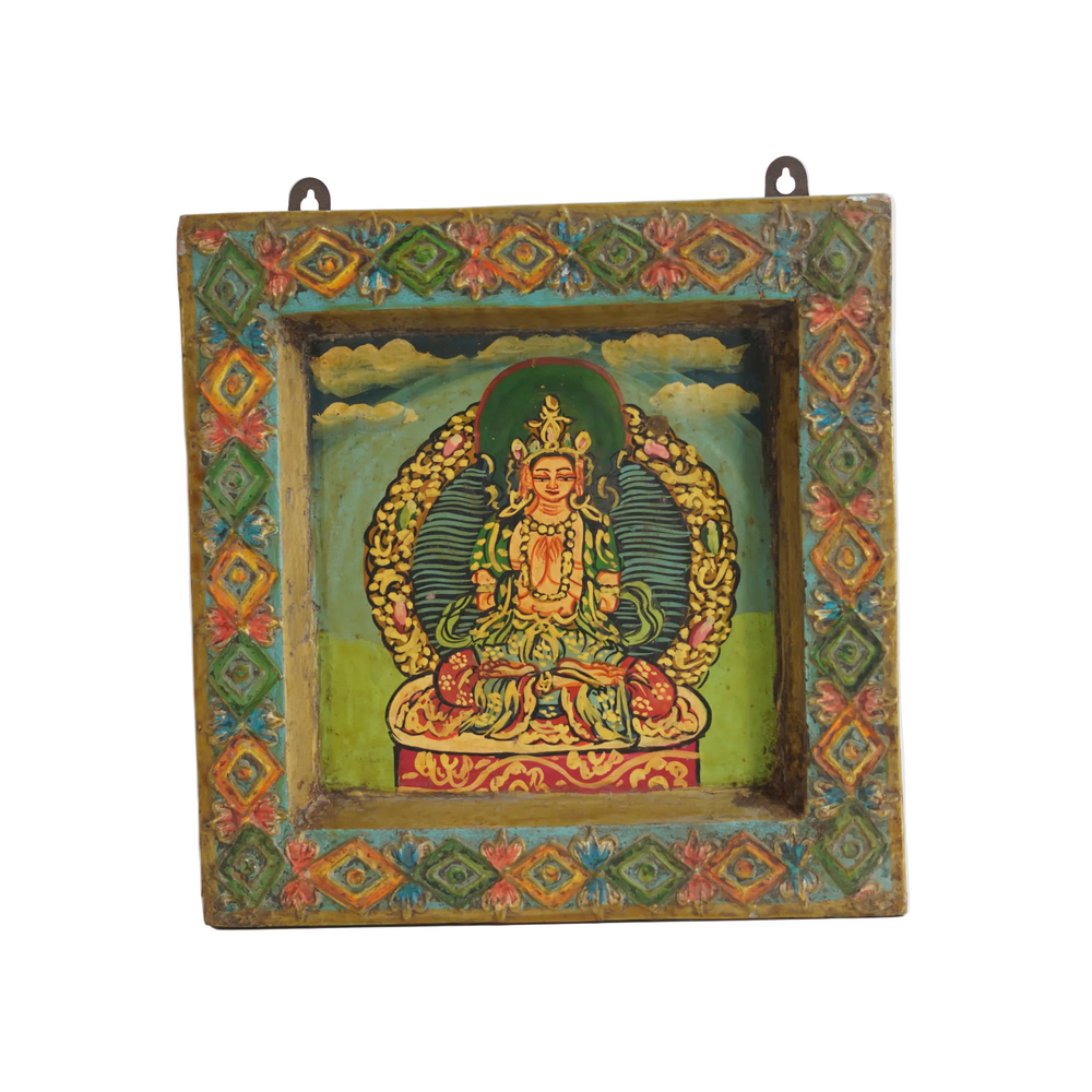 Divine Tara - Tibetan Hand-Painted Wall Hanging, handmade Tibetan wall hanging from India