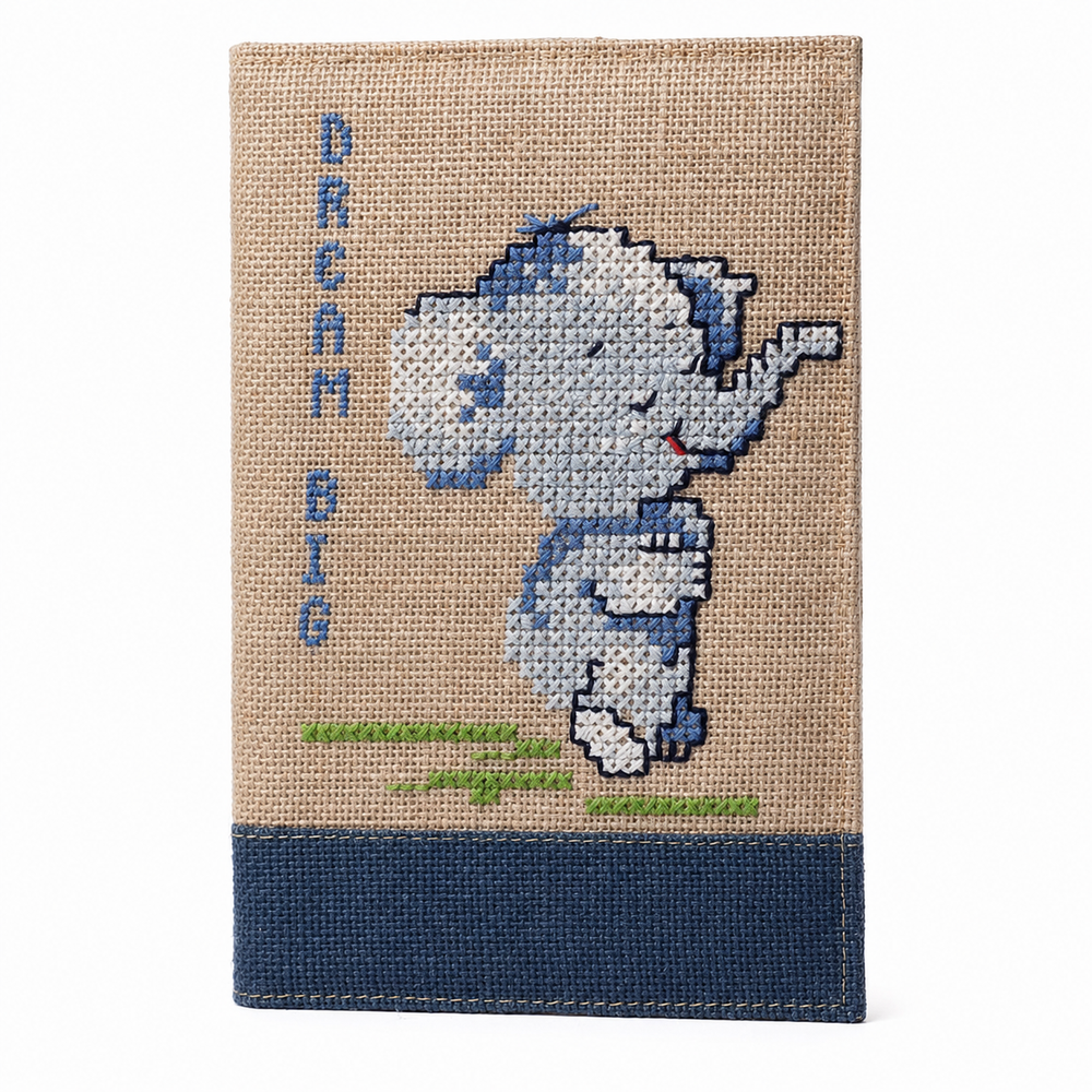 Dream Big Cross-Stitch Handmade Jute Diary, handmade jute diary from India