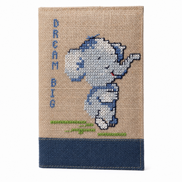 Dream Big Cross-Stitch Handmade Jute Diary, handmade jute diary from India