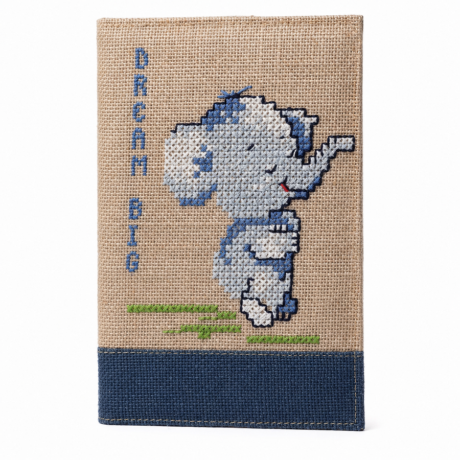 Dream Big Cross-Stitch Handmade Jute Diary, handmade jute diary from India
