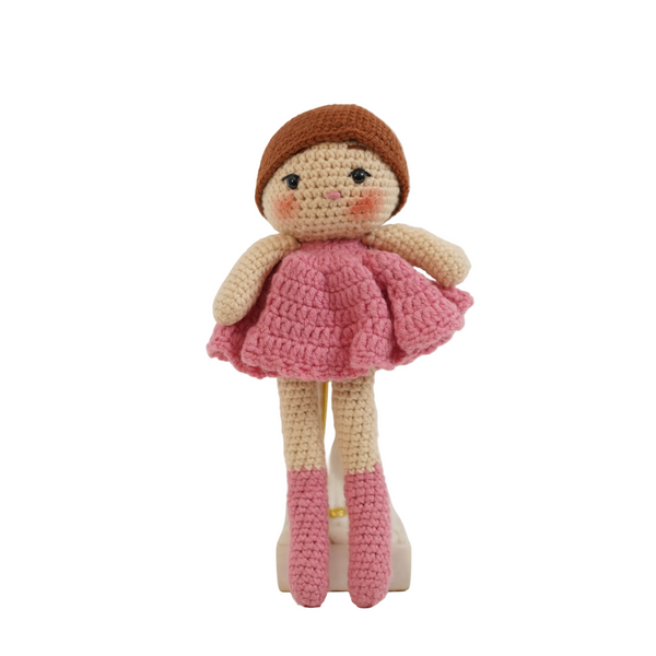 Crochet Cute Girl Doll – Pink Handmade Art