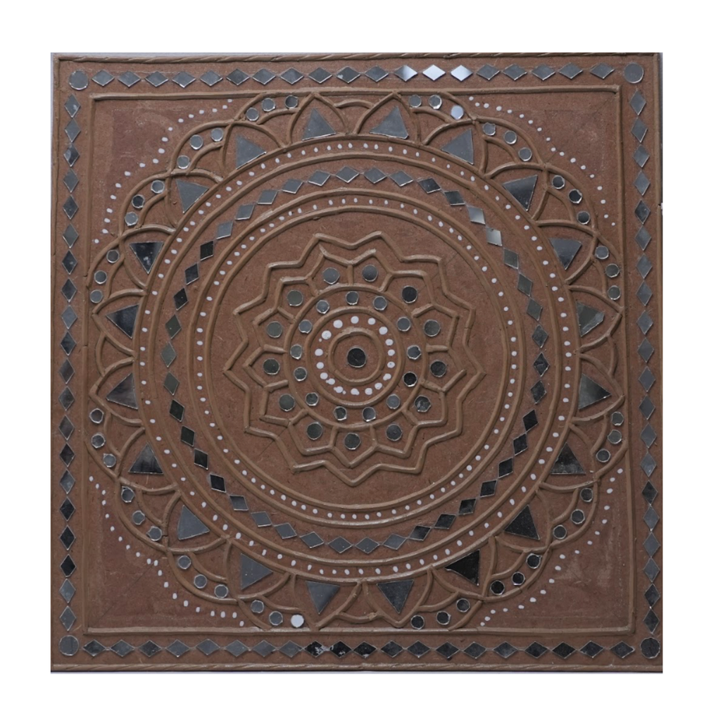 Earth Mandala - Lippan Mirror Wall Art, handmade Lippan mirror wall art from Kutch, India