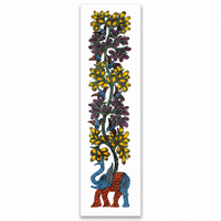 Elephant and Tree – Gond Paper Painting