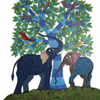 Pair Elephant and Tree – Gond Paper Painting