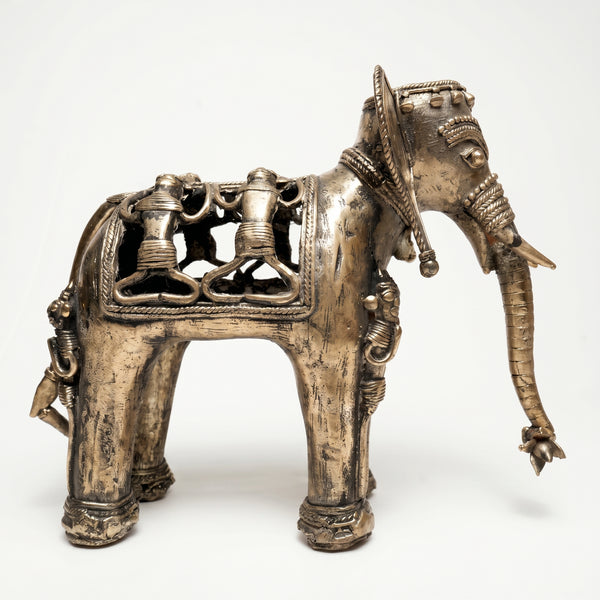 Elephant with Human Artistic Figures – Dhokra Metal Art