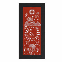 Festival in the Hills - Warli Paper Painting, handmade Warli folk painting from India