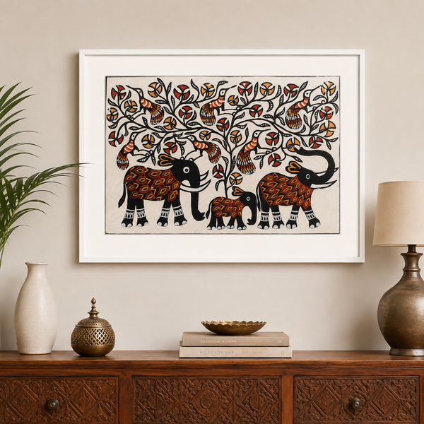 Elephant Family – Sohrai Painting