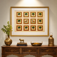 Peacock and Elephant Majesty – Rajasthani Miniature Painting with frame