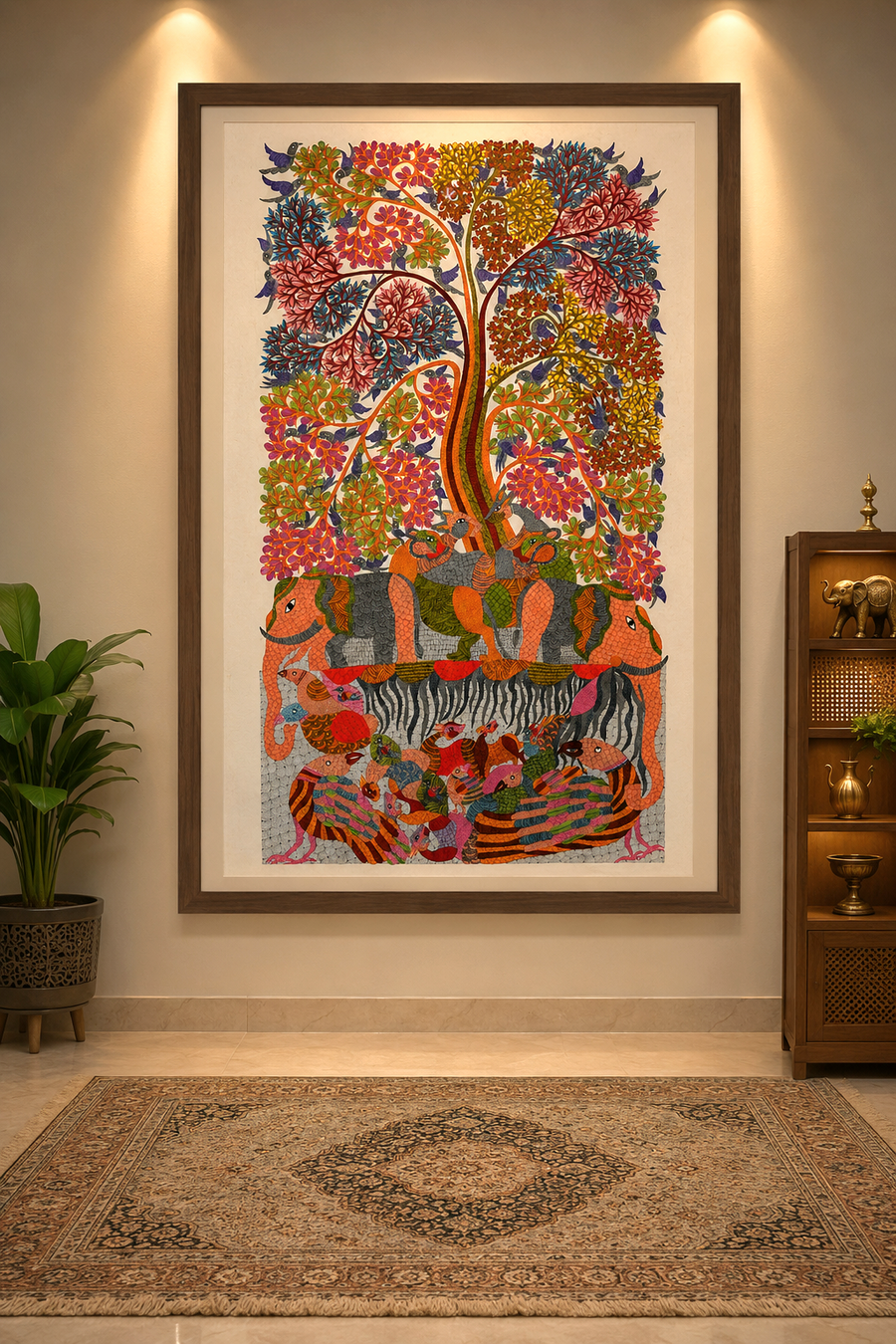 Tree and Animals – Gond Paper Painting