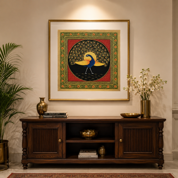 Royal Peacock – Rajasthani Miniature Painting