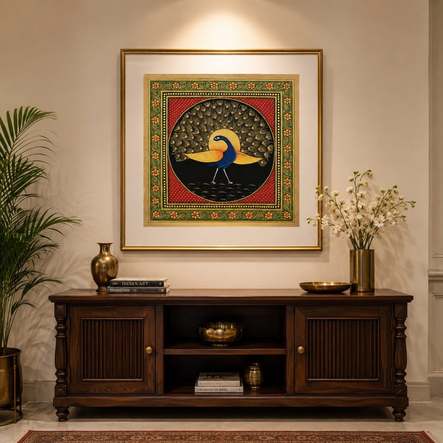 Royal Peacock – Rajasthani Miniature Painting