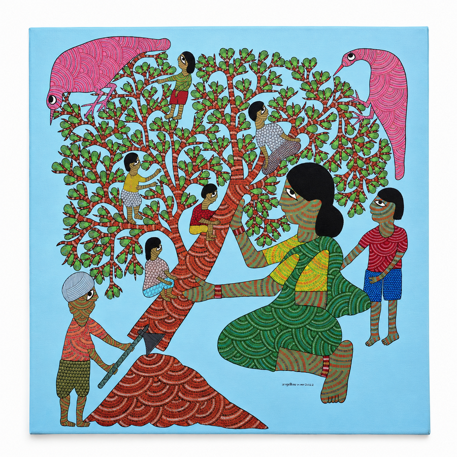 The Broken Tree – Gond Painting