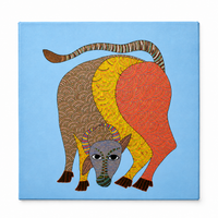 Grazing Bull – Gond Painting