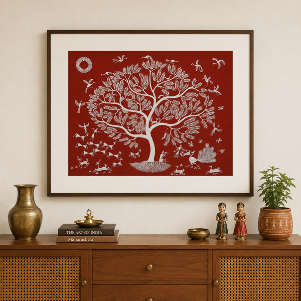 The Village Tree - Warli Paper Painting