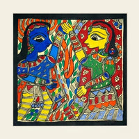 Floral Garland of Love - Madhubani Painting, handmade Madhubani painting from India