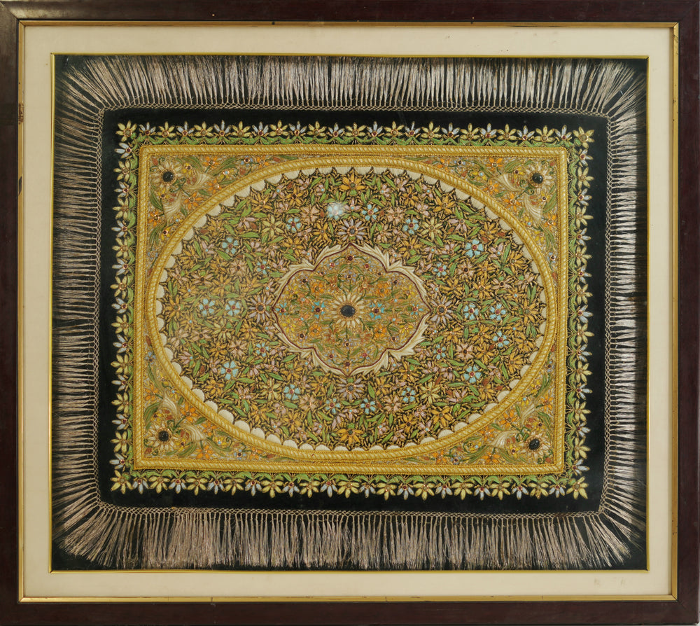 Floral Medallion - Zardozi Stone Work, handmade zardozi stone work from India