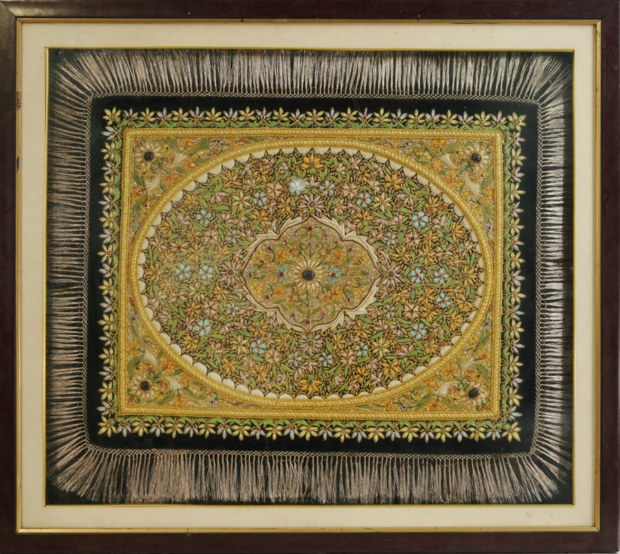 Floral Medallion - Zardozi Stone Work, handmade zardozi stone work from India