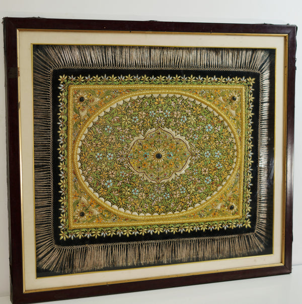 Floral Medallion - Zardozi Stone Work - view 2, handmade zardozi stone work from India