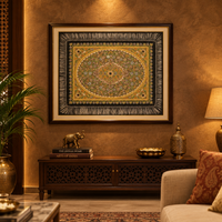 Floral Medallion - Zardozi Stone Work - view 4, handmade zardozi stone work from India