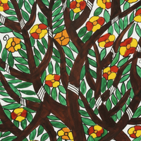 Flowering Tree - Madhubani Painting - view 3, handmade Madhubani painting from India