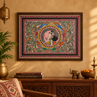 Forest Majesty - Madhubani Painting, handmade Madhubani painting from India