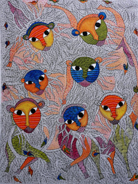 Forest Spirits - Gond Painting - view 2, handmade Gond folk painting from India