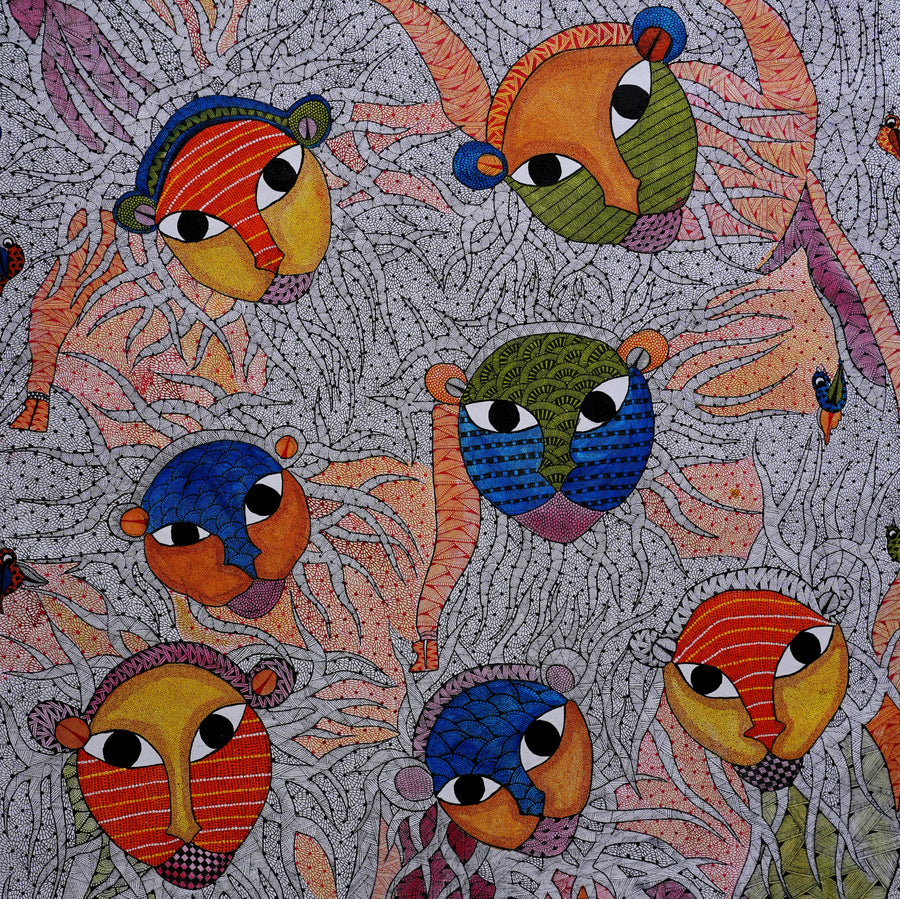 Forest Spirits - Gond Painting - view 3, handmade Gond folk painting from India