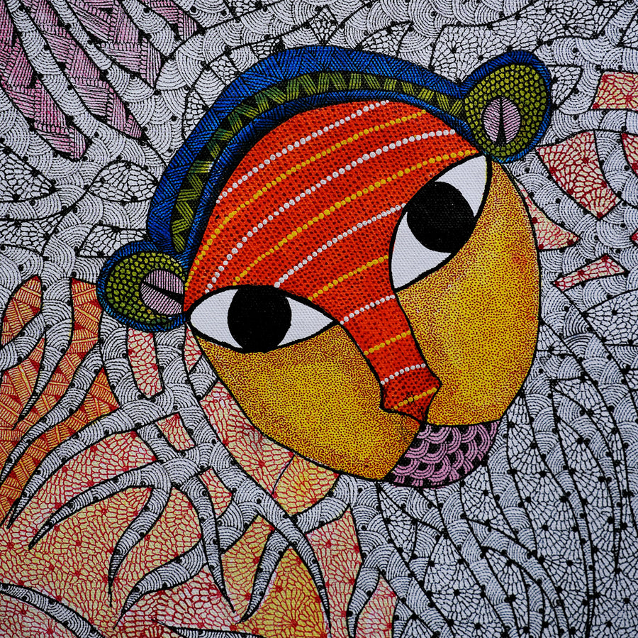 Forest Spirits - Gond Painting - view 4, handmade Gond folk painting from India